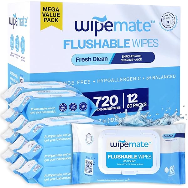 WIPEMATE 720CT ULTRA FLUSHABLE BULK BUTT WIPES SOOTHING...
