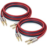 AutCreation Speaker Cable Wire with Banana Plugs,14 AWG HiFi Pure Copper Speaker Wire,99.9% OFC Stranded Copper Wire,Gold Plated Banana Tip Plugs,Red/Blue (1.5M(4.9ft))