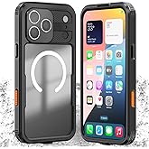 Phciasie Magnetic for iPhone 17 Pro Max Case-Waterproof, Built-in Screen & Camera Protector-IP68 Underwater Full Body 16FT Military Dropproof Shockproof Case for 17 Pro Max 6.9''- （Black）