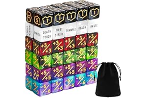 FLVDIERD 60 PCS MTG Dice Counters Keyword Counters Life Counter 1/+1 counters Commander Buff Tokens 6 Sided Dice Set for MTG, TCG, Card Games Accessories