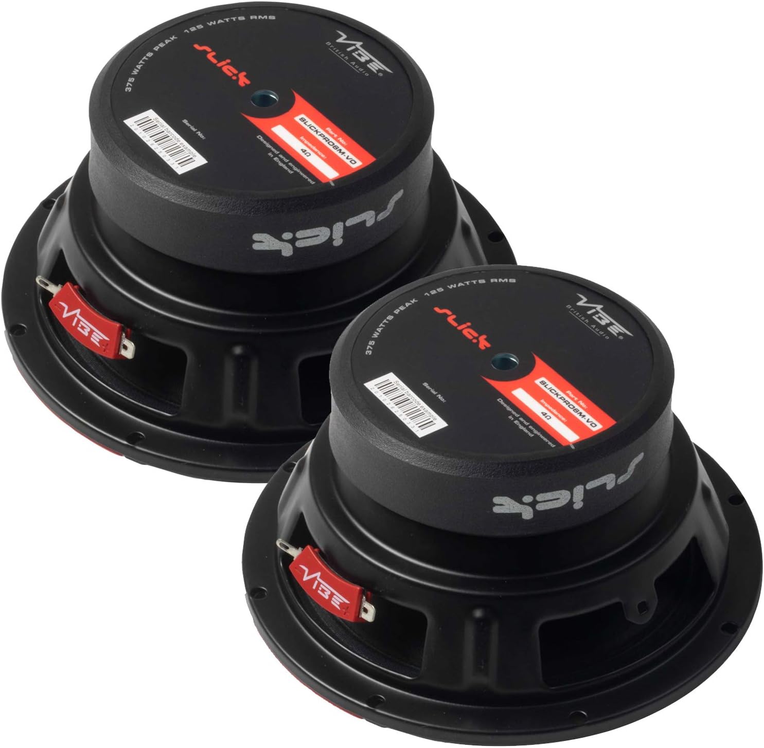 VIBE Audio "VIBE SLICK Pro Audio 6.5" Midrange Speaker - Sold in works without grilles, Black and Red, 6.5 Inches - Image 4