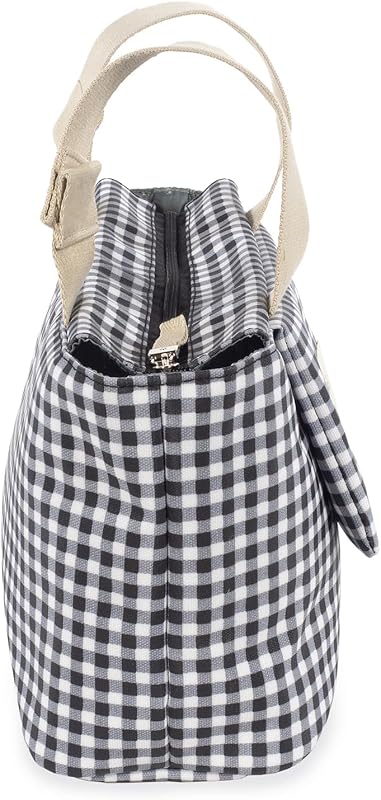 . Bolso organizador I Love Vichy. Bolsa de maternidad para silla de paseo. Asas cortas para fijar al carro. Color Negro. Medidas 31X17X12 cm.