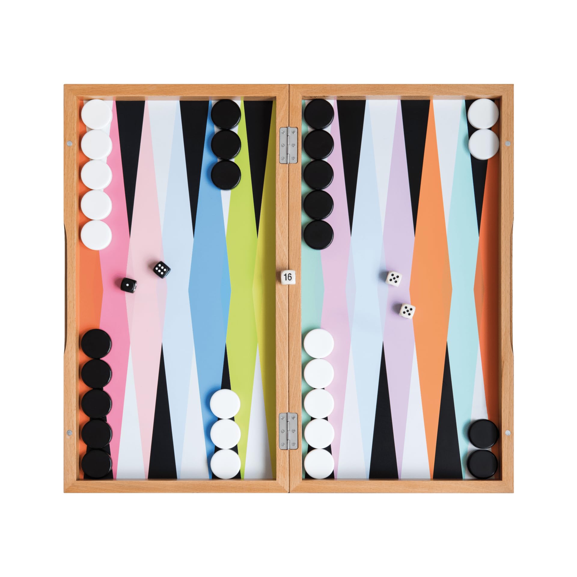 Remember Backgammon Beech Box, Plastic Tokens and Dice, Multi-Colour
