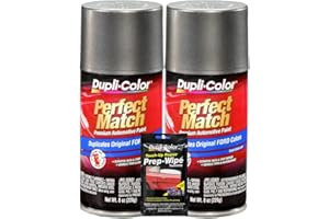Dupli-Color Dark Shadow Gray Exact-Match Automotive Paint for Ford Vehicles - 8 oz, Bundles with Prep Wipe (3 Items)