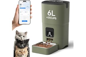 PAPIFEED Automatic Cat Feeder Upgrade, WiFi Pet Feeder with APP Control for Remote Feeding, Detachable for Easy Clean, Dual Power Supply,1-10 Meals Per Day for Multiple Pets (Greener)