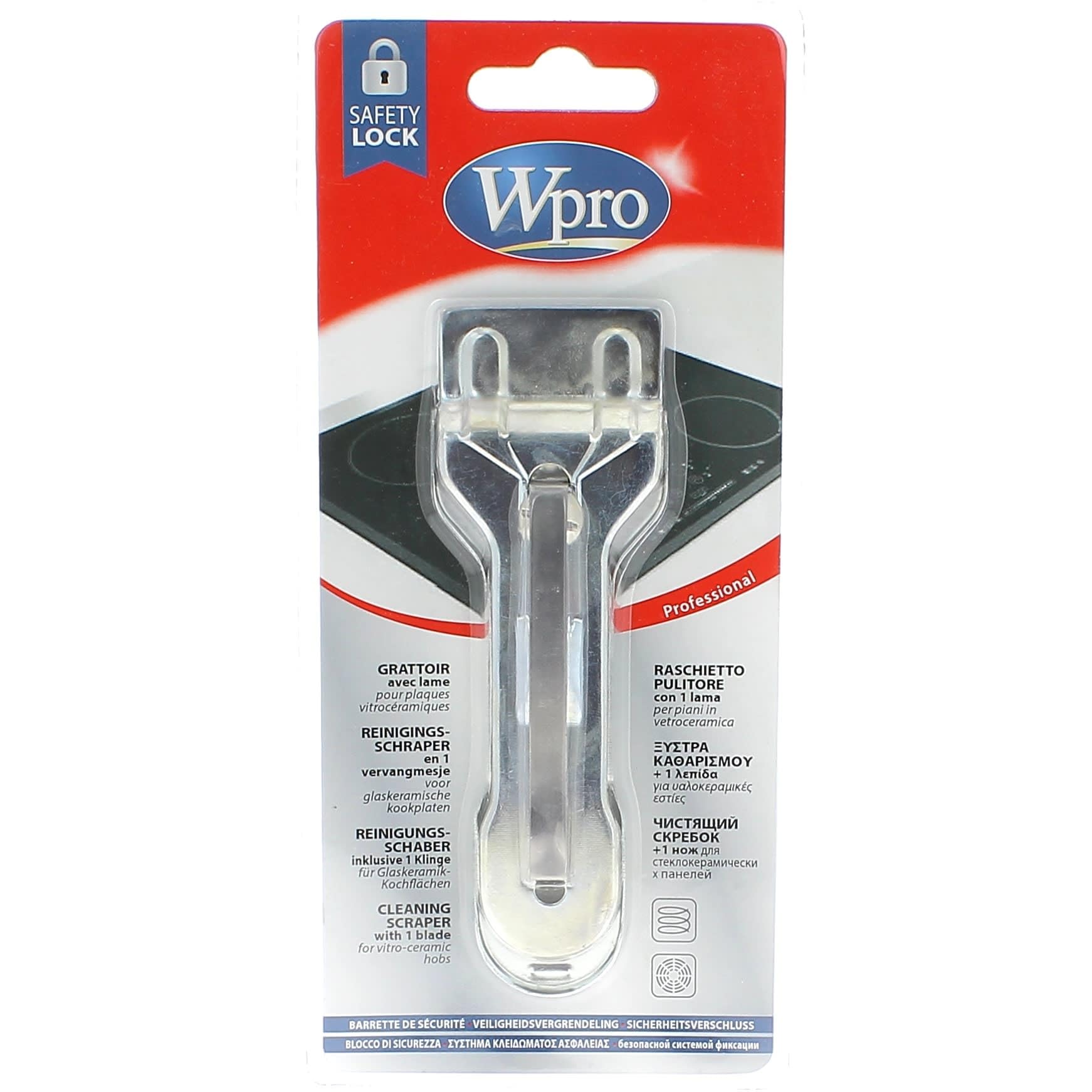 Wpro Glass Ceramic Hob Scraper/Glass Scraper SCR300/Removes Stubborn Dirt