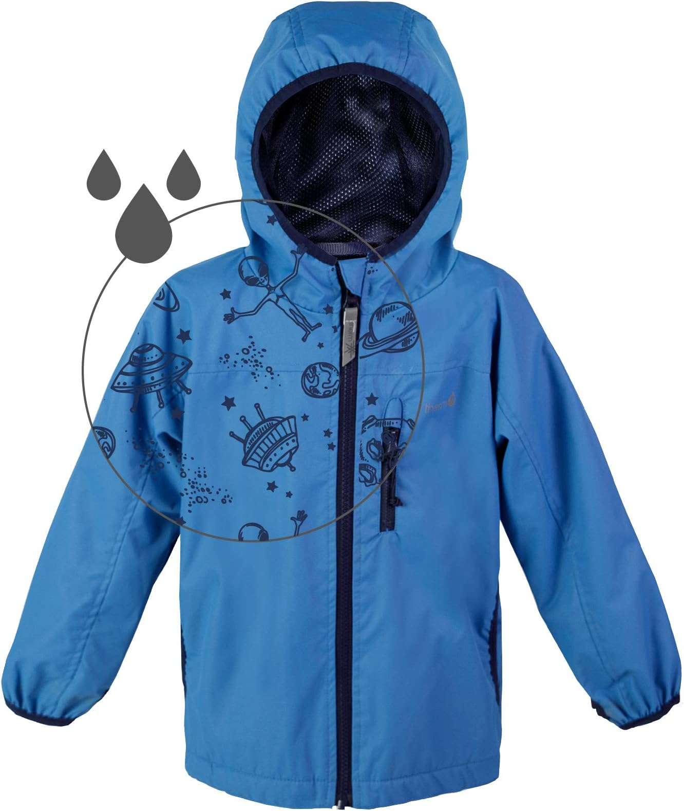 Therm Girls Boys Rain Jacket, Lightweight Raincoat with Magic Pattern - Breathable Mesh Lined - Blue Red Purple - Kids Youth