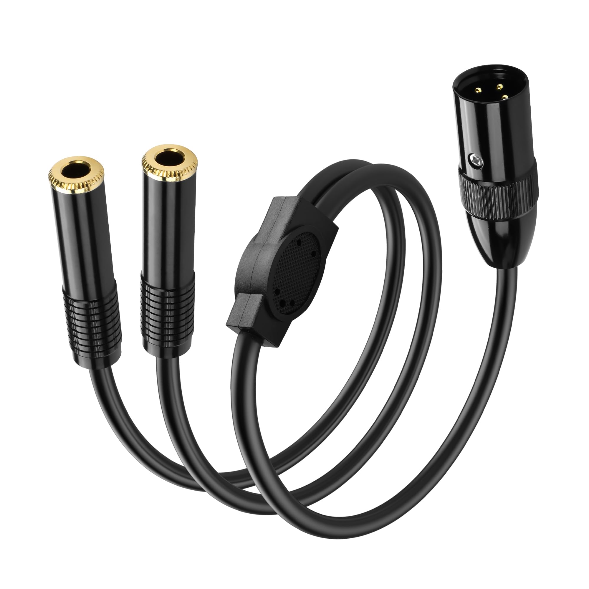PNGKNYOCN XLR Male to Dual 6.35mm Y Splitter Cable，3Pin XLR Male Dual 6.35mm (1/4inch) TRS Female Microphone Audio Converter Cable（0.5M/1.6FT）