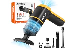 AUXTUR Handheld Vacuum Cordless-12000PA Car Vacuum Cleaner,3 in 1 High Power Brushless Motor,120W Super Suction Power Vacuums Portable and Rechargeable Cleaner (Yellow)