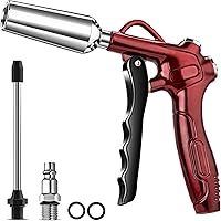 High Volume Air Blow Gun with Powerful Flow Nozzle, Retro Red Air Nozzle Blower Gun with 4.9" Stainless Steel Extension & 1/4