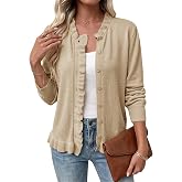 Dokotoo Cardigan Sweaters for Women Knit Elegant Ruffle Trim Cardigans | Long Sleeve, Button Down, Lightweight Trendy, Business Casual, Work Office, Layering, Vacation, Fall Outfits 2026