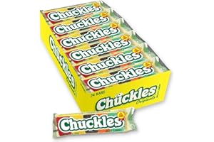 Wonka Chuckles Original, Jelly Sugar-Coated Candies, Fruit Flavored Candy, 2 Ounce Bars (Pack of 24)