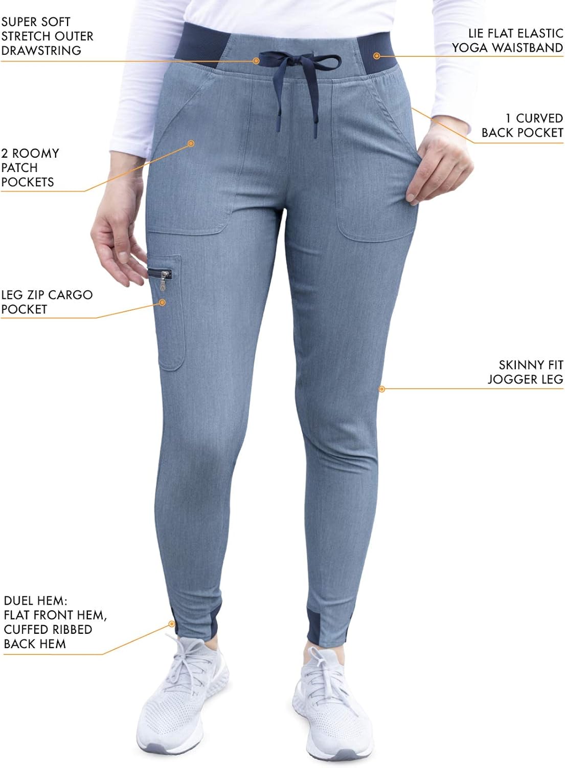 Adar Pro Heather Modern Athletic Scrub Set for Women - Modern V-Neck Scrub Top & Yoga Jogger Scrub Pants: Clothing