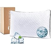 Luxe Linen Tencel Queen Bed Pillows, Shredded Memory Foam Pillows, Adjustable Bed Pillow for Sleeping, 20"x30" Cooling Tencel Circular Knit Pillows for Side, Back, Stomach Sleepers（Pack of 1）