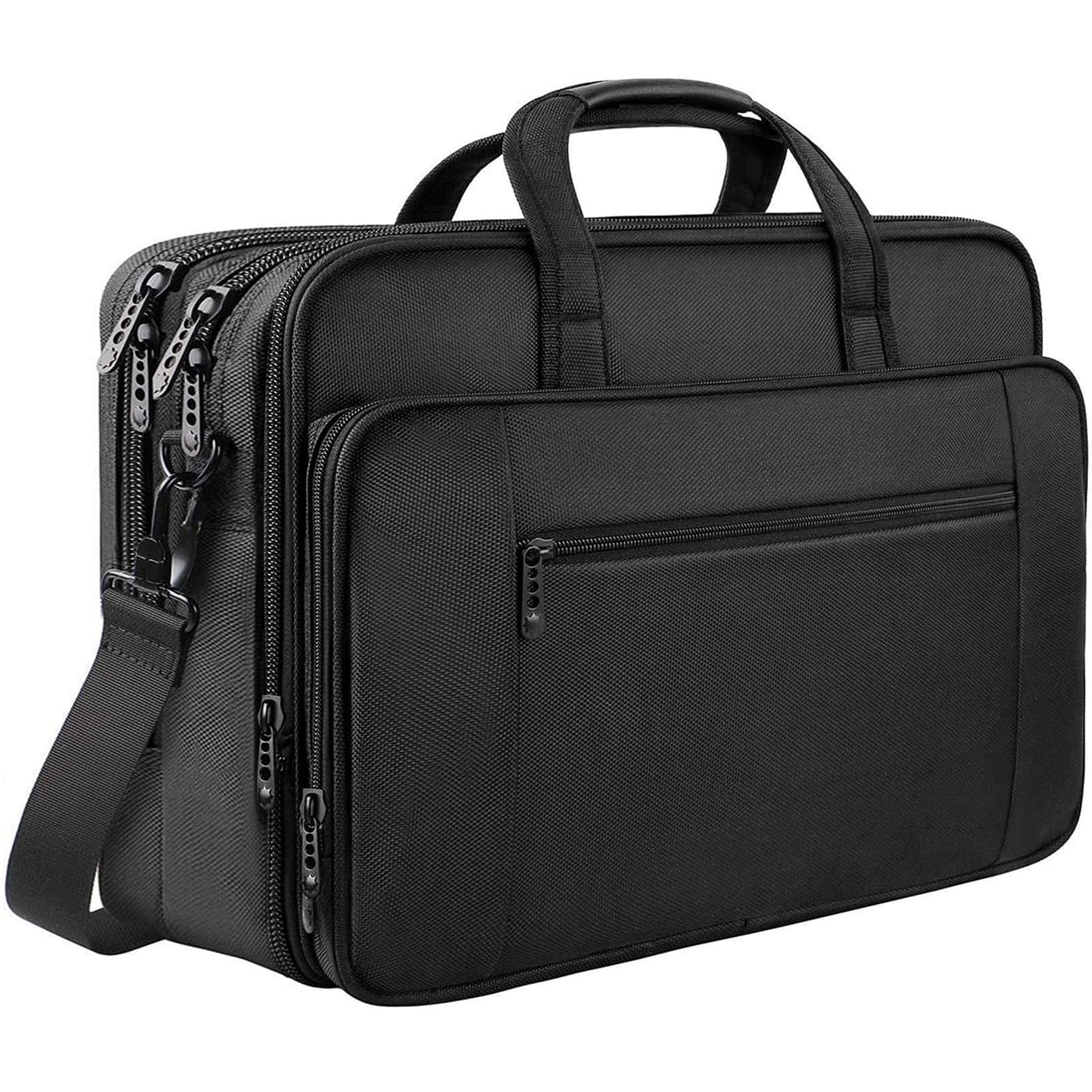 Mancro Laptop Bag 17 Inch, Large Laptop Messenger Shoulder Handbag Expandable with 2 Compartments for Men, Waterproof Business Travel Work Messenger Bag Briefcase for 17 inch Notebook Computer,Black