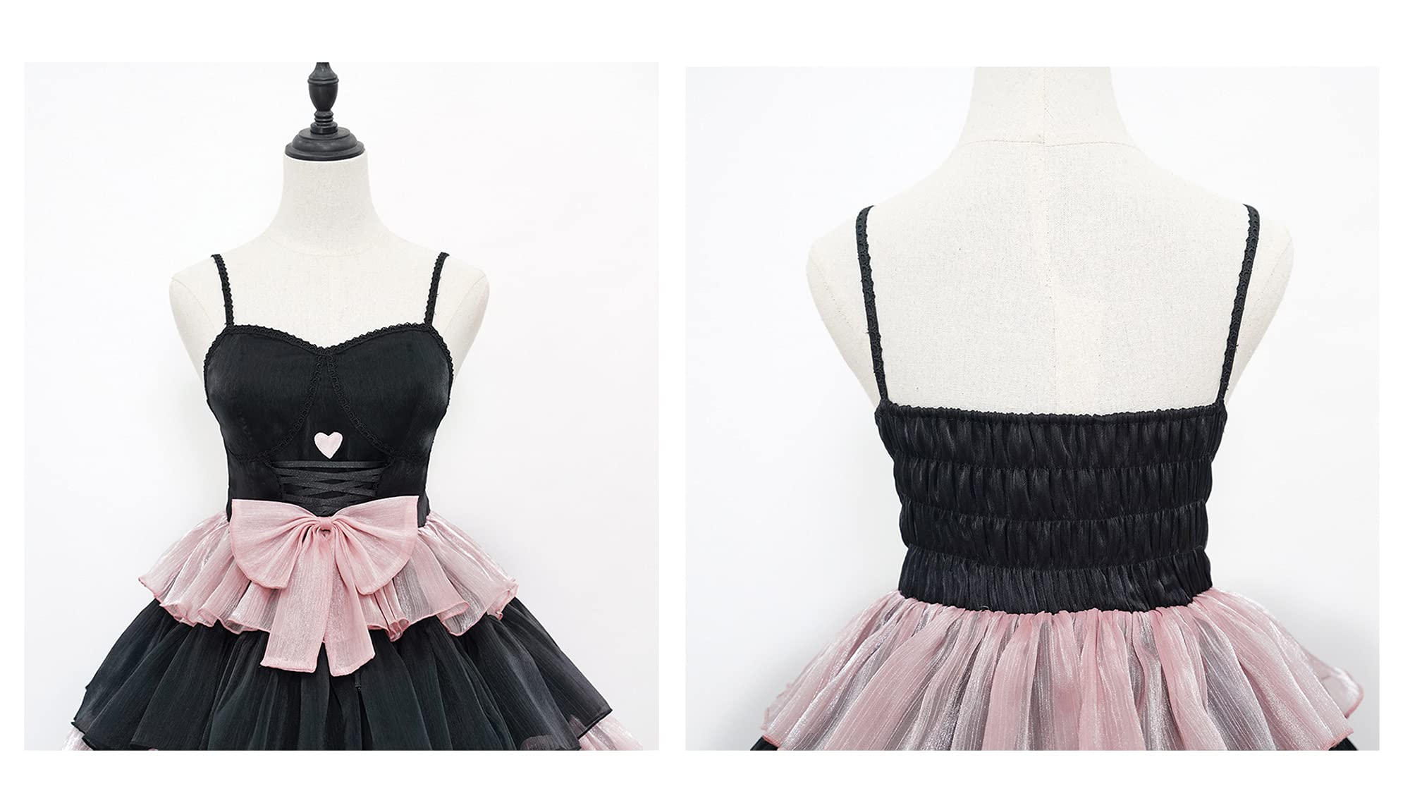 ZZEQYG Womens Lolita Dress for Girl Gothic pink puff sleeve dress with Bow
