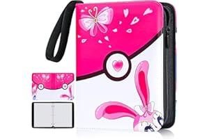 HONGHAO Cards Binder for Collecting 504pcs Cards, 4 Pockets Trading Card Binder Holder with 63 Sleeves, Carrying Case Cards Packs Book Album for Kids Girls Gifts (Pink)