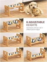 Vantic Raised Dog Bowls with Stand 6 Height Adjustable Bamboo Feeding Station view 3
