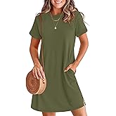 ANRABESS Women's Summer Casual T Shirt Dresses Short Sleeve Crewneck Striped Mini Shift Dress 2026 Beach Vacation Outfits