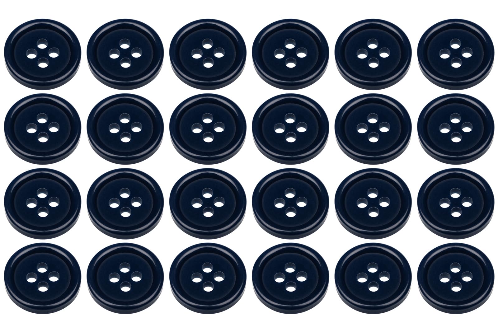 Pack of 24 Dark Blue Sew on 15mm Round Buttons Flat 4 Holes 24L 24 Ligne — image 1