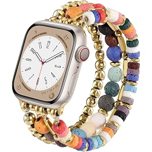 VISOOM Apple Watch bands 42/41/40/38mm Iwatch Bracelt Bands for Women,Stretchy Stone Beaded Boho Bracelet Band for Women Dres