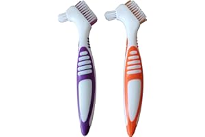BLLREMIPSUR ZJW 2Pcs Denture Brush Toothbrush, Multi-Tufted Bristles Deep Cleaning Denture Gap, Daily Brushing Keep for Freshness and Clean (Random Color)