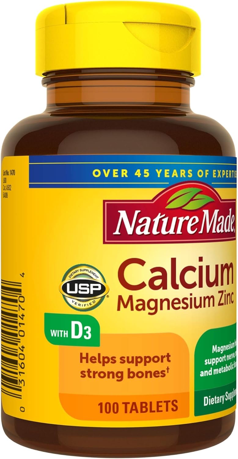 Nature Made Calcium, Magnesium Oxide, Zinc with Vitamin D3 Tablets, for Bone Health, 100 Count (Pack of 3): Health & Personal Care