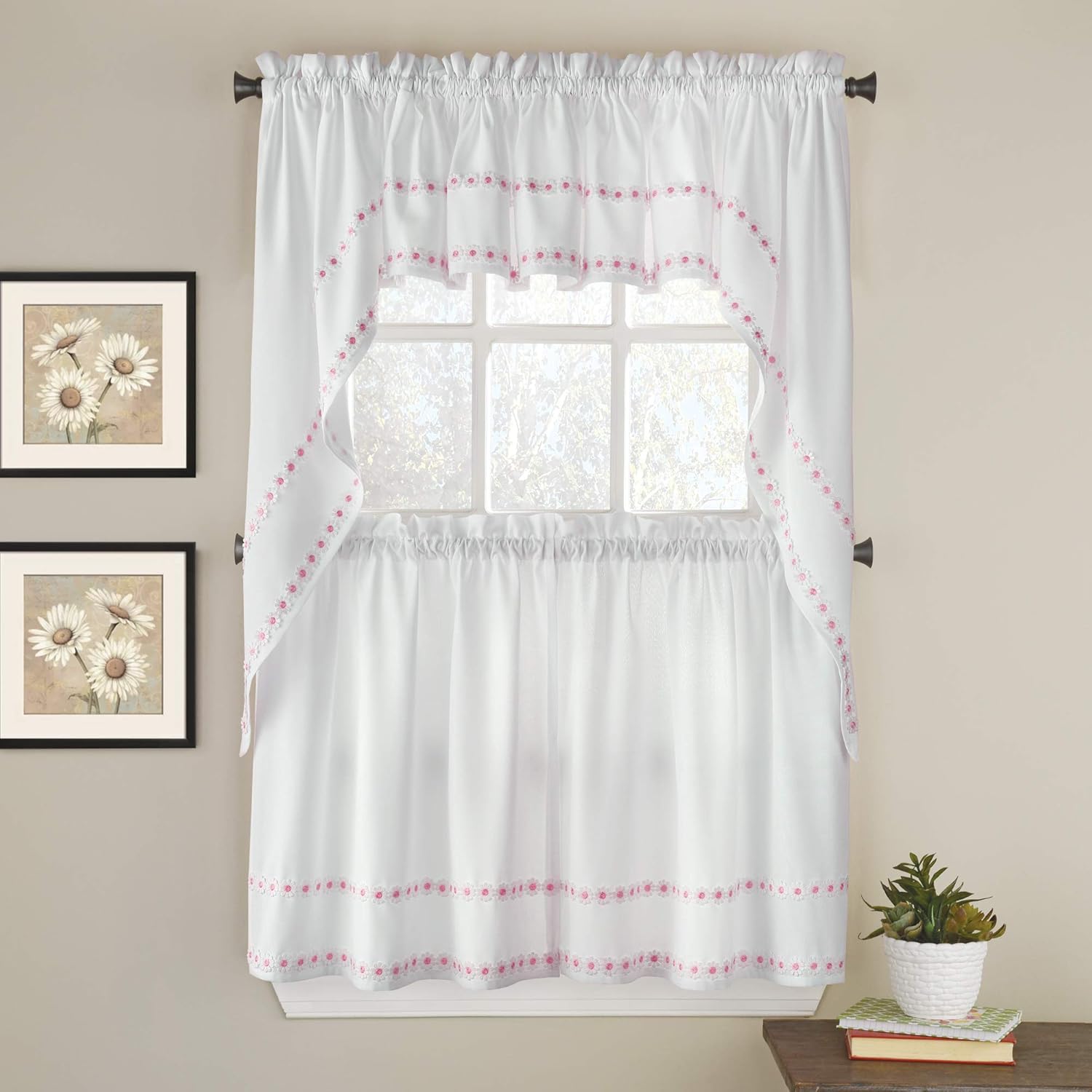 Amazon Com Sweet Home Collection Kitchen Window Curtain 5 Piece