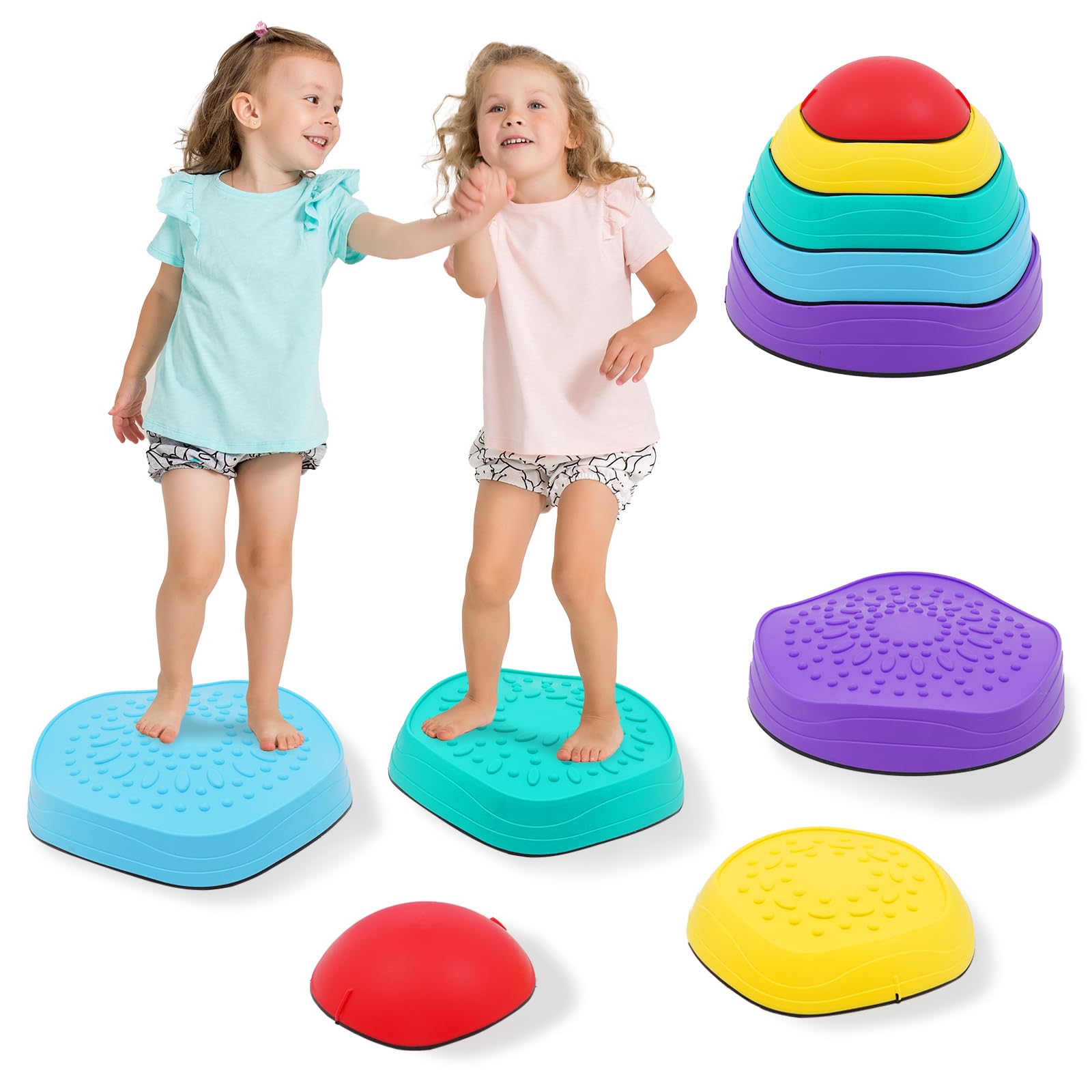 Stepping Stones for Kids, 5pcs Kids Stepping Stones, Balance Stones for Promoting Children's Coordination Skills Sensory Play Equipment Toys Indoor or Outdoor Play for Aged 3+