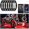 Sylvil 6 Pods Rock Lights for Car, Multi Color RGB LED Rock Lights Kit with APP & Remote Control, Music Mode, Waterproof Underglow Neon Light for Pickup Truck SUV, Car Accessories
