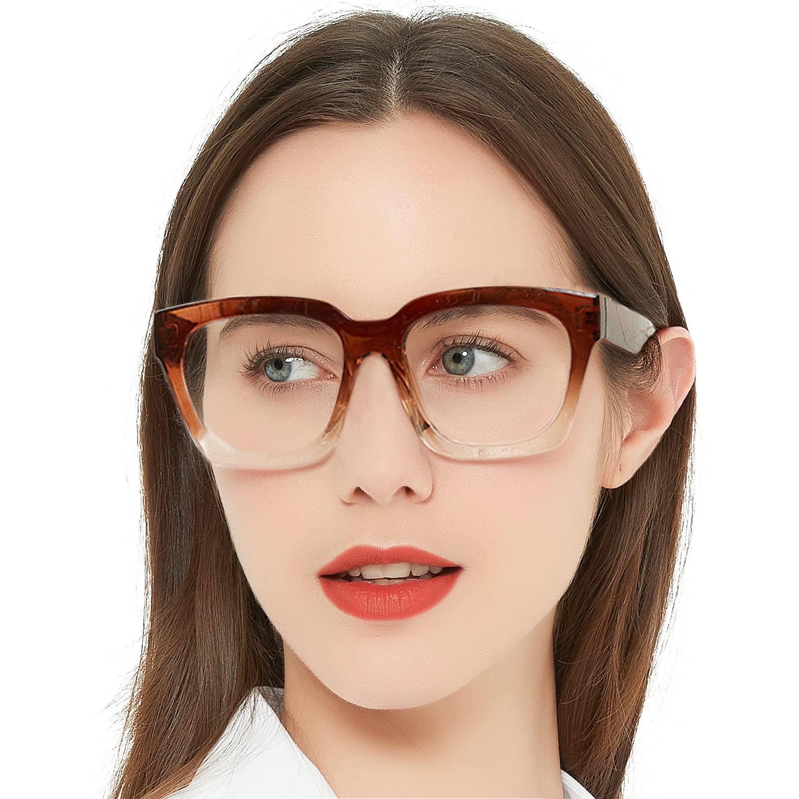 OCCI CHIARI Womens Thick Frame Reading Glasses 1.0, Fashion Reading Glasses for Women Stylish Square Readers Glasses (Brown,100)