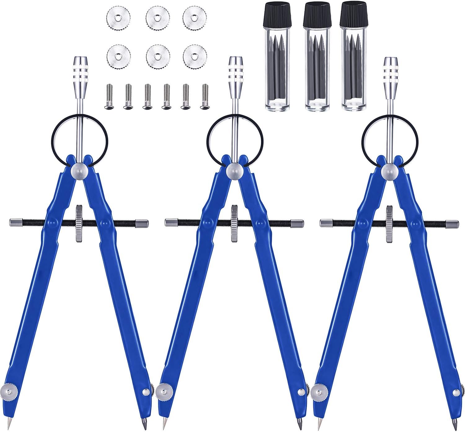 3 Pieces Math Compass Metal Geometry Compass for Math, Drafting, Drawing Student