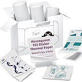 Memoqueen T02 Transparent Sticker Thermal Paper, Inkless Printer Paper, Red/Blue/Green Text on Clear Labels, Compatible with T02 Mini Sticker Printer, 1.96" x 11.4'/Roll, 3 Rolls