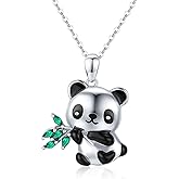 CHENGHONG Sterling Silver Panda Pendant Necklace - Bear Jewelry Gifts for Women, Girls