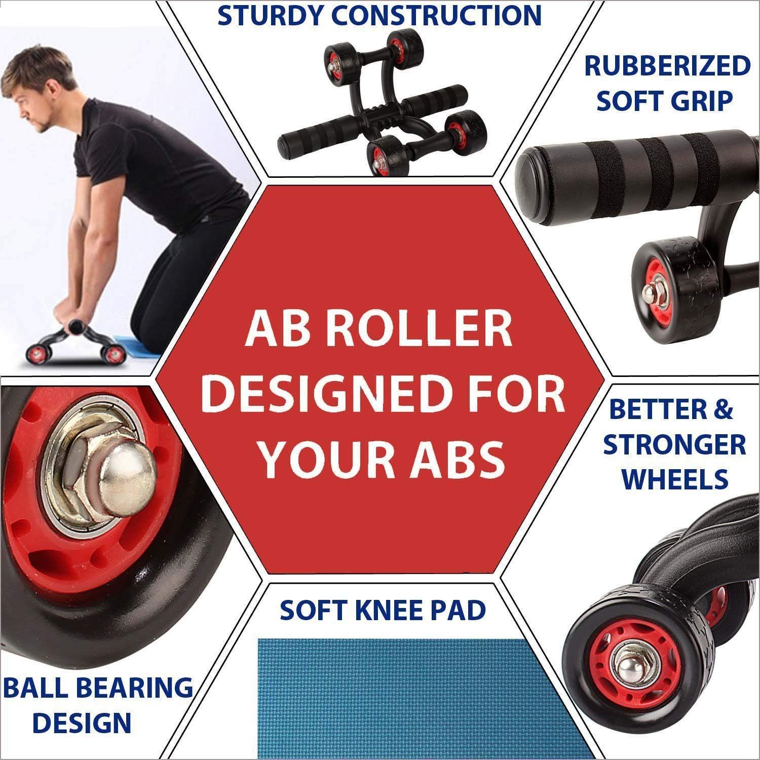 Asperia Anti Skid Wheel Total Body Ab Roller Exerciser Abdominal