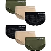 Reebok Womens Hipster Panties - 6 Pack Soft Stretch Performance Seamless Underwear for Women with Tag Free Relaxed Waistband