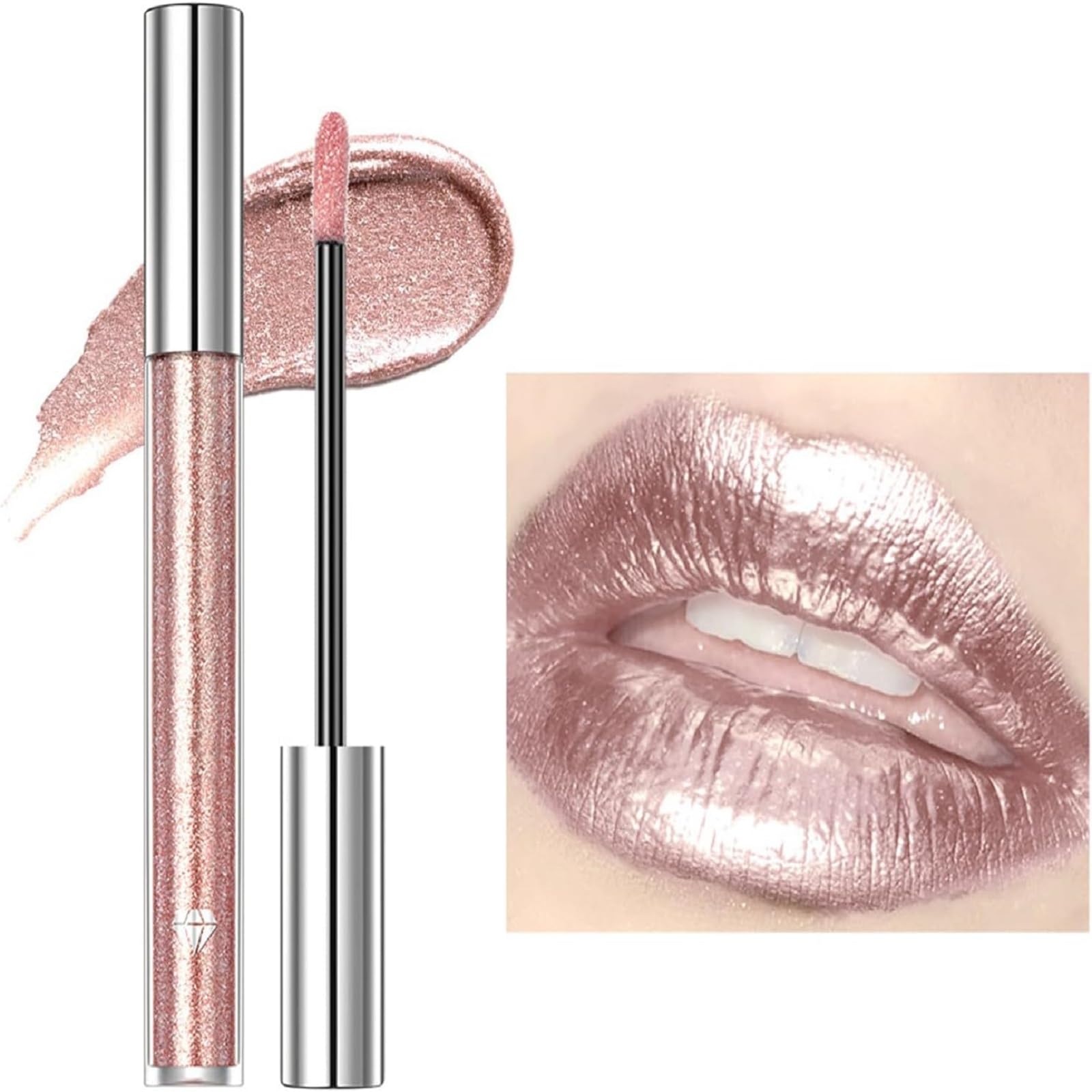 Liquid lipstick, 2.4g non-stick lip gloss, Shimmering lipsticks, Long-lasting colour, Eyeshadow multi-purpose colour, Pink, Lipstick