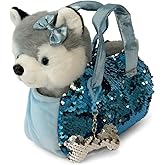 Little Jupiter Pet Plush Set with Purse w/Reversible Sequins & Charm - Stuffed Animal Toy for Kids Ages 3-7 Years - Stuffed Animal Purse - Stuffed Animals for Girls - (Husky Dog)