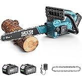 SEESII Electric Chainsaw Cordless 12-inch: Brushless Battery Powered Small Chainsaw, 2 x 4.0Ah Batteries, Auto-Tension and Oiling Mini Chain Saw for Christmas Dad Men Gifts, Tree Cutting Trimming