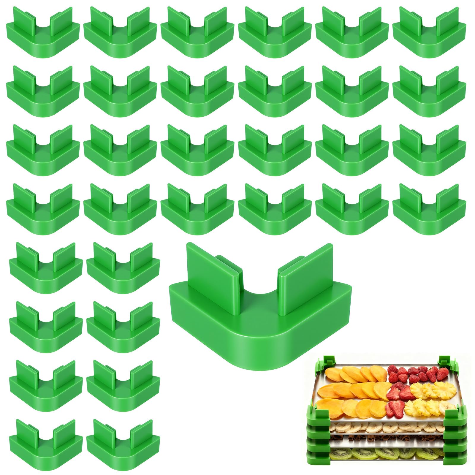 Photo 1 of 32 Pcs Original Tray Stackers Compatible with Freeze Dryer- Stacks 9 Trays Freeze Dryer Machine Accessories - Dried Food Storage (Green)