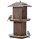 HouseSapp Bird Feeders for Outdoors Hanging - 6lb Large Capacity Metal Double Tier Bird Feeder,Chew-Proof, Weather and Water 