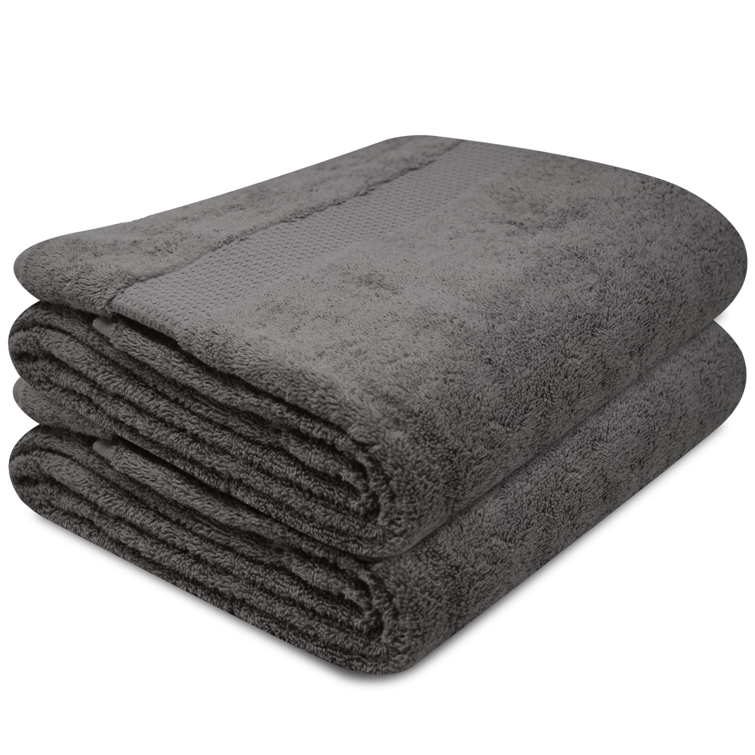 Towelogy® Quick Dry Large Bath Towels Set Egyptian Cotton Ring Spun Premium Hotel Quality Super Absorbent Bathroom Towel 70x125cm (Charcoal Grey, 2) — image 1