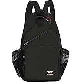 Afreter Crossbody Sling Backpack Men and Women Sling Bag Shoulder Backpack Travel Hiking Chest Bag Daypack (Black)