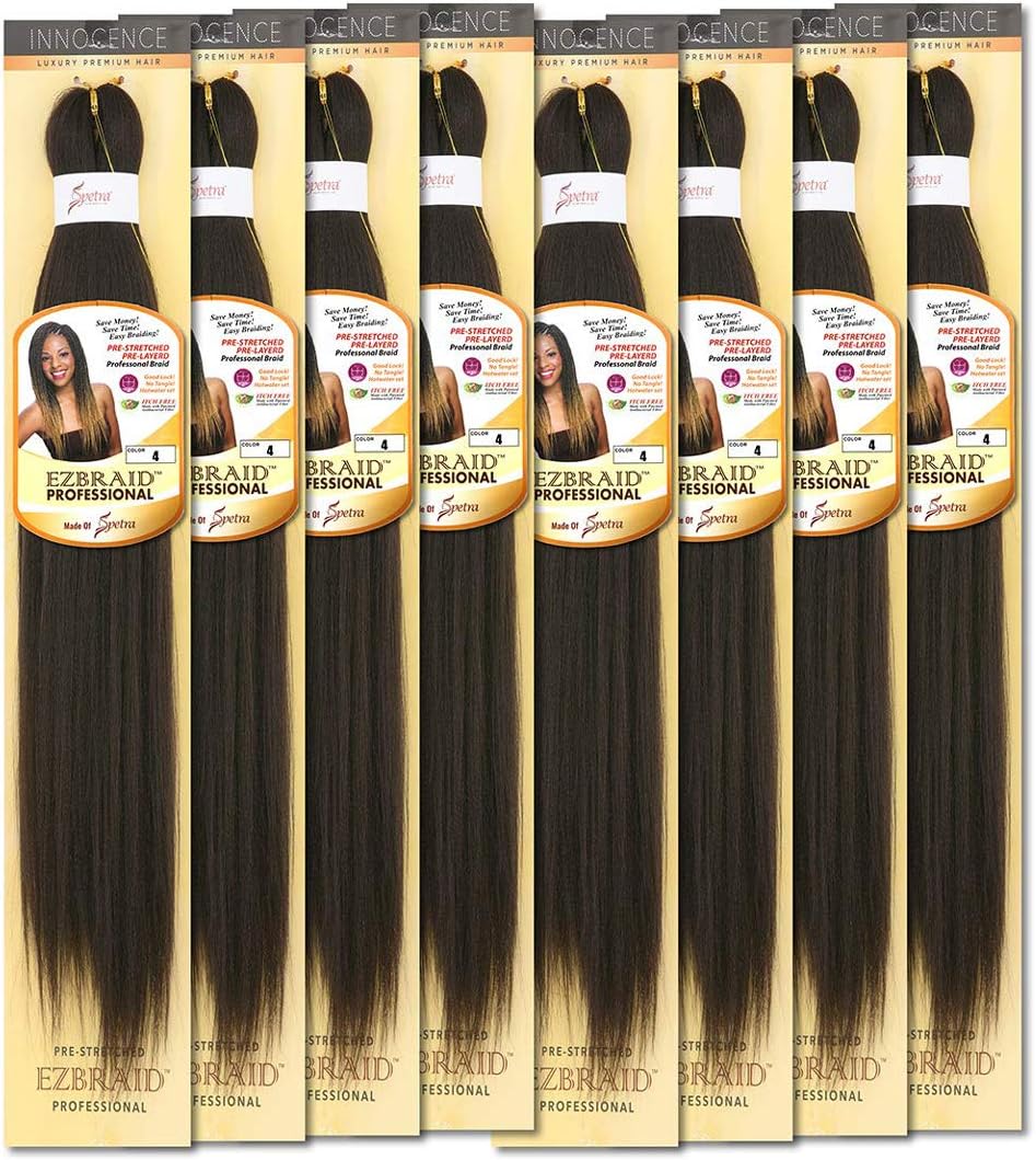 [MULTI PACKS DEAL] Innocence Synthetic Pre-Stretched ORIGINAL EZ BRAID 26" (8 PACKS, 4 [Medium Brown])