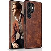 LOHASIC for Galaxy S25 Ultra Case, Premium Leather Luxury Business PU Non-Slip Grip Shockproof Bumper Full Body Protective Cover Phone Cases for Samsung Galaxy S25 Ultra 5G 6.9 inch - Brown