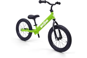 BICYSTAR 14 Inch Balance Bike for Kids 3-6 Year Old, No Pedals, Air Rubber Tires, Adjustable Height, Pedalless Bicycle for Boys, Girls, Green
