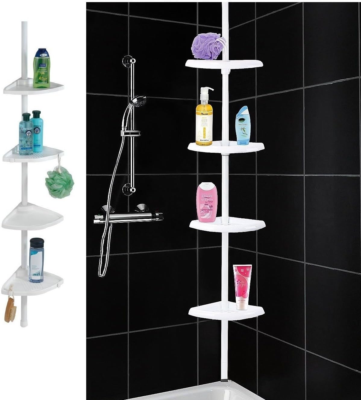 4 Tier Rust Proof Shower Caddy Shelf Kitchen Bathroom Storage Unit