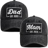 SHANVANKE 2PCS Dad and Mom EST 2026 Hats for Men Women, Funny Adjustable Cotton 3D Embroidered New Parents Gifts Baseball Cap