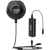 Smof Bluetooth Aux Car Adapter, BT5.2 Audio Receiver for Car/Home Stereo | 3.5mm Aux Bluetooth Adapter with Ground Loop Noise Isolator, Hands-Free Calls, Dual Connection