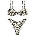 ZAFUL Women's Twist Front Bikini Sets Underwire Tie Back Bikini High Waisted Two Piece Swimsuit